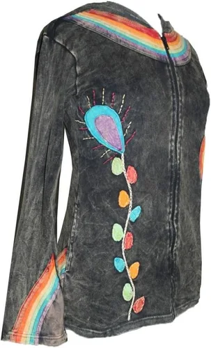 Vista 37 de Agan Traders Chaquetas bohemias con cremallera para mujer, con parches de teñido anudado, sudaderas ligeras con capucha para mujer 2025