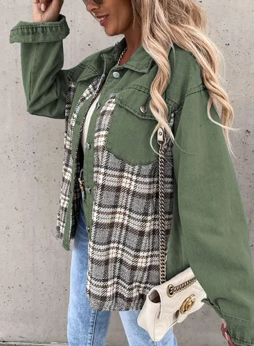 Vista 3 de SHEWIN Chaqueta vaquera de manga larga con botones para mujer