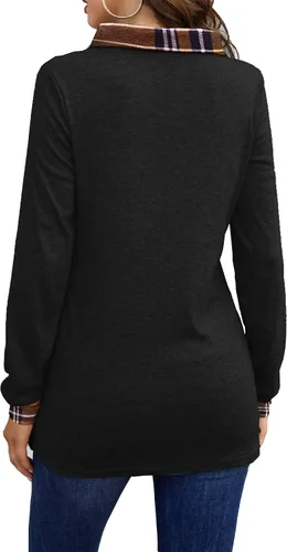 Vista 3 de Bluetime Sudaderas ligeras de manga larga con cuello redondo y botones para mujer