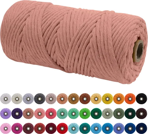 Vista 153 de JeogYong Cordón de macramé de un solo hilo 3 mm x 109 yardas (328 pies) Cuerda de algodón suave Hilo de macramé de 3 mm, suministros de macramé