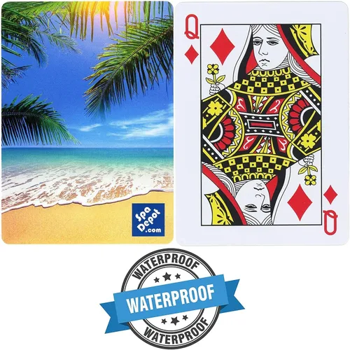 Vista 3 de Spa Depot Naipes impermeables - Paraíso tropical - Cubierta de póquer de plástico de vinilo flexible lavable