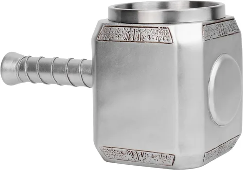 Vista 6 de Thor Hammer - Taza de cerveza estilo nórdico, decoración de estilo nórdico, resina de acero inoxidable, mitología nórdica, taza de cerveza Mjolnir