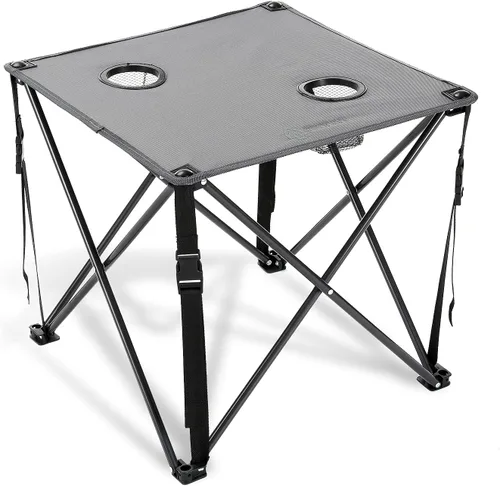 Vista 9 de ARROWHEAD OUTDOOR Mesa plegable portátil de 26 pulgadas (26.0 in), 2 portavasos, cuadrado, funda de transporte, marco de acero, lona 600D de alto