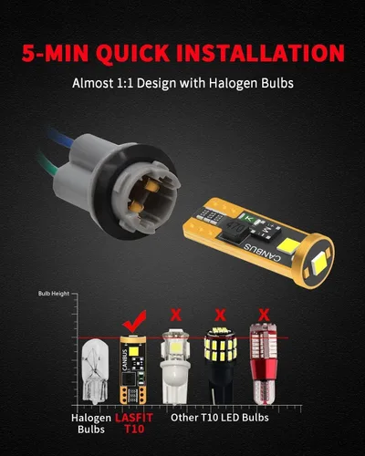 Vista 5 de LASFIT 194 Bombilla LED 6000K Blanca, T10 168 2825 W5W Bombillas LED de Repuesto, Para Luz de Domo/Mapa, Luz de Puerta, Luz de Cortesía, Luz