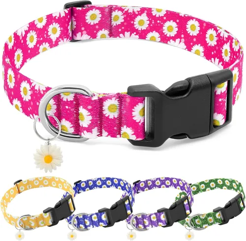 Vista 8 de Collares florales para perros grandes, collares suaves y lindos para perros y niñas, collar de flores bonitas con dijes de margaritas, regalo