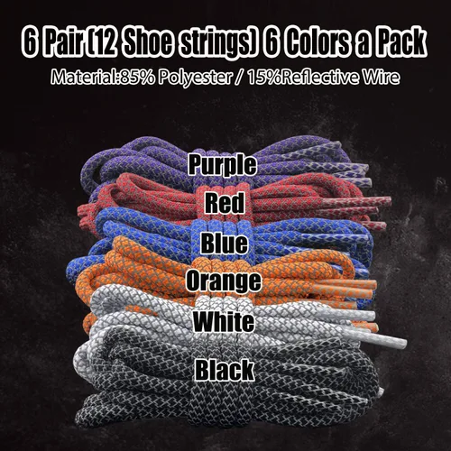 Vista 4 de 6 Pairs Sport Round Shoe Laces Reflective