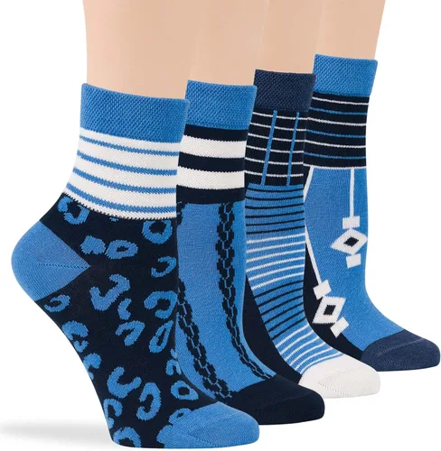 Vista 49 de 7BIGSTARS KINGDOM Women's Cotton Quarter Non-Binding Diabetic Fashion Socks-L-M-4 Pack-Multicolor