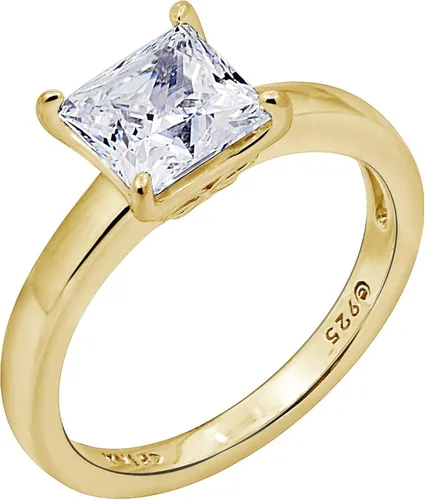 Vista 7 de Tienda Collection Anillo solitario de plata de ley chapada en platino o oro con circonita infinita de elementos