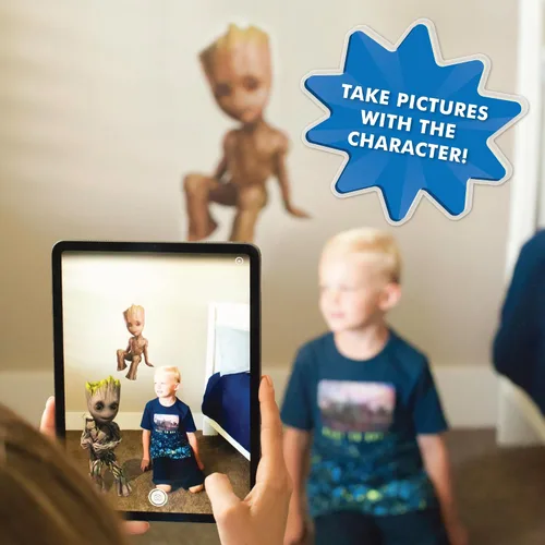 Vista 5 de Wall Palz Marvel Guardianes de la Galaxia Baby Groot - Calcomanías de pared para despegar y pegar con interacción de realidad aumentada 3D