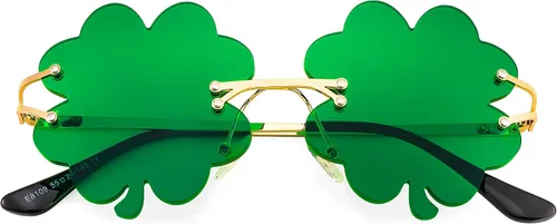 Vista 3 de FEISEDY Lentes de sol de trébol irlandés para el día de San Patricio B2369