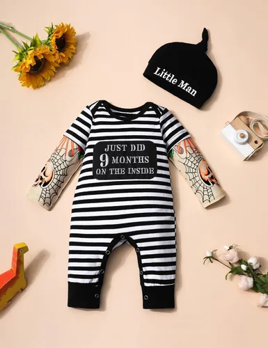 Vista 4 de Baby Boy Clothes Long Sleeve Letter Print Romper One Piece Jumpsuit
