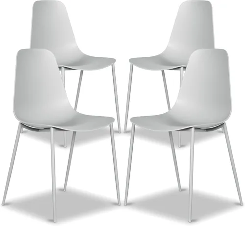 Vista 10 de Poly & BARK Isla - Juego de 4 sillas de cocina modernas, sillas de comedor de plástico con patas de metal, montaje rápido, sillas simples de café