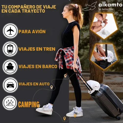 Vista 8 de alkamto Almohada de espuma viscoelástica cómoda para viajes y campamentos, bolsa portátil fácil de llevar, funda de almohada con regulación