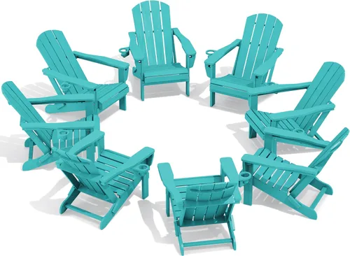 Vista 39 de SERWALL Silla Adirondack plegable ajustable con portavasos reclinable