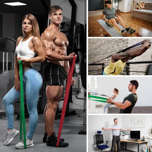 Vista 4 de Resistance Bands for Working Out, Workout Bands, Training Bands Set, Pull Up Exercise Bands for Home Workouts, Full Body Training, Physical Therapy