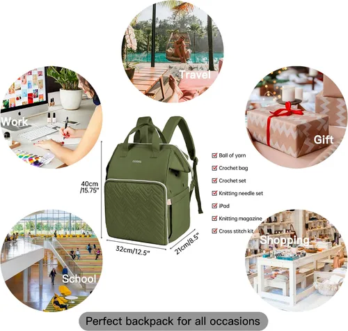 Vista 5 de Leudes Mochila Bolsa para Tejer, Organizador de Almacenamiento de Hilo, Bolsa de Ganchillo Grande Tote, Regalo de Navidad, Estuche Portador de Hilo