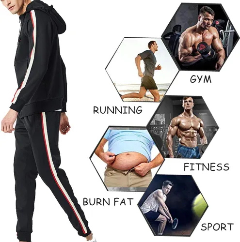 Vista 4 de Chándal deportivo con capucha para hombre, casual, con cierre completo