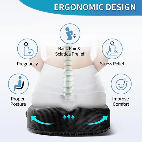 Vista 5 de Cojín de asiento para silla de ruedas, espuma viscoelástica de alta densidad y resortes internos, soporte cómodo sin aplanar, accesorios de scooter