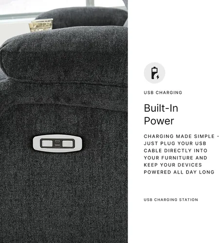 Vista 7 de Signature Design by Ashley - Sillón reclinable tapizado contemporáneo Draycoll - Ajustable - Gris oscuro
