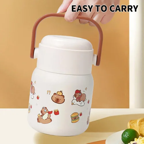 Vista 8 de Capybara - Botella de agua aislada al vacío de doble pared de acero inoxidable de 16.9 fl oz para el hogar, oficina o automóvil, reutilizable