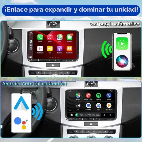 Vista 2 de 7" Android 13 Radio de coche con Carplay inalámbrico Android Auto GPS Navegación Estéreo de coche 8-CORE 2+32G Pantalla táctil IPS WiFi BT FM AM DSP