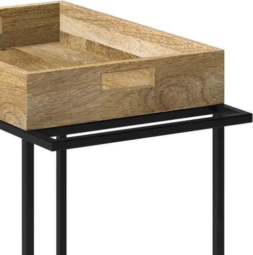 Vista 5 de SIMPLIHOME Simons - Carrito de barra de madera maciza de mango de 24 pulgadas de ancho, color natural, para sala de estar, comedor y cocina