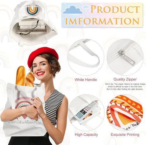 Vista 2 de Sadnyy 20 bolsas de lona arcoíris para profesores y empleados, regalo inspirador con cremallera para oficina, escuela