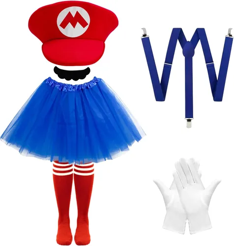 Vista 6 de Jolbndcv Red and Green Hat with Gloves Buttons and Beard Gloves Mushroom Brooch Fake Noses for Cosplay Costume Juego de coronas