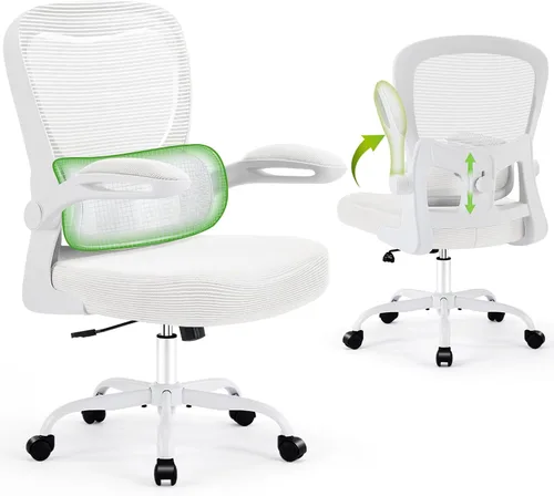 Vista 15 de AreShark Silla de oficina ergonómica, cómoda silla de escritorio con soporte lumbar ajustable, silla de computadora de malla con ruedas