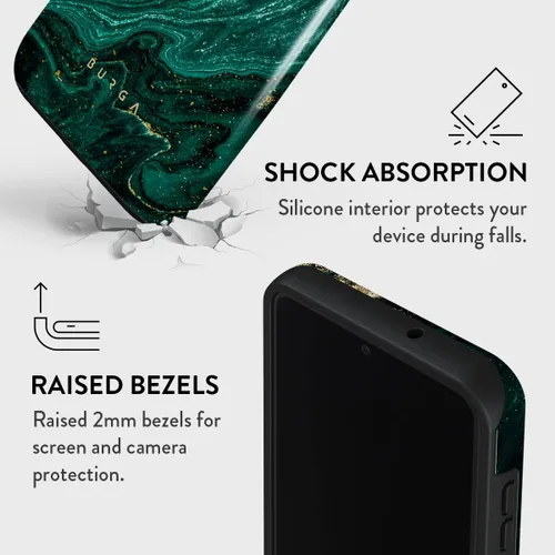 Vista 4 de BURGA Funda para teléfono compatible con Samsung Galaxy S23 – Carcasa rígida híbrida de 2 capas + funda protectora de silicona – Piedra de jade