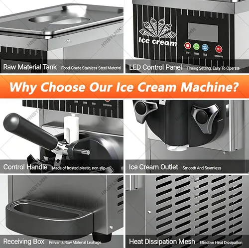 Vista 6 de Máquina de helado comercial de un solo sabor, máquina de helado de servicio suave de 4-5 L/H, panel LCD y autolimpieza, máquina de postres de Naranja