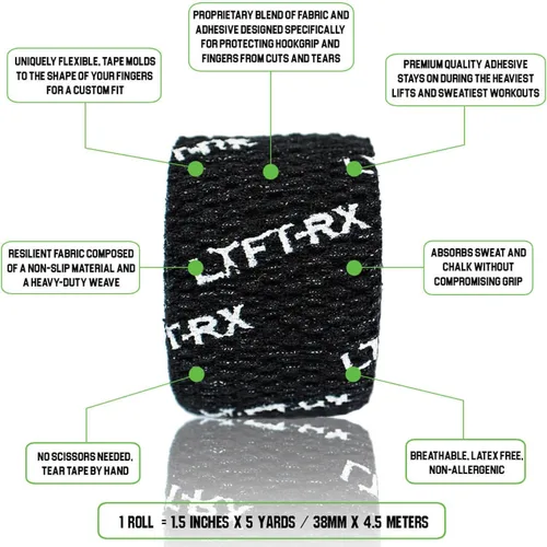 Vista 9 de Cinta adhesiva de agarre con gancho para levantamiento de pesas con adhesivo premium para levantamiento olímpico de pesas, fitness cruzado