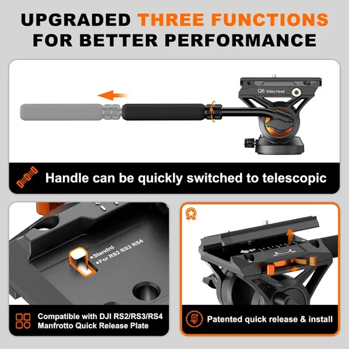 Vista 10 de Monopod de cámara profesional con pies, monopie de video de viaje portátil de aluminio de 73.2 pulgadas con base de trípode extraíble, carga máxima