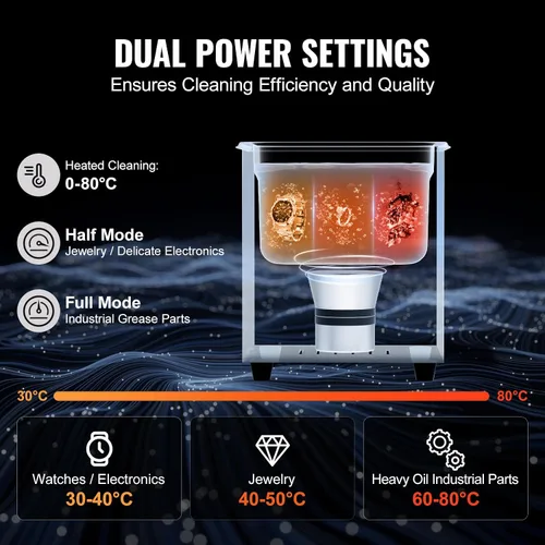 Vista 4 de VEVOR Limpiador Ultrasónico 2L, Máquina de Limpieza Sónica Digital de 60W con Modo Suave y Degasificación Mejorada, Limpiador Ultrasónico de 40kHz