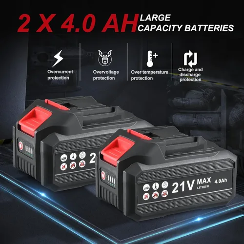 Vista 4 de AOBEN Amoladora angular inalámbrica de 4-1/2 pulgadas, herramienta de amoladora con batería de 21V, amoladoras eléctricas de potencia, motor sin