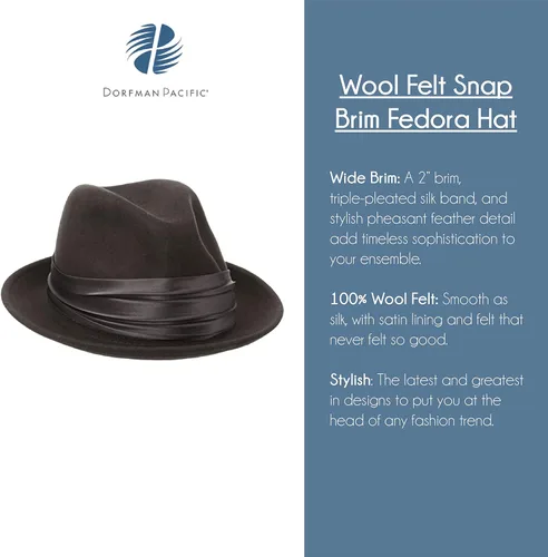 Vista 5 de STACY ADAMS Sombrero Fedora de fieltro de lana aplastable para hombre