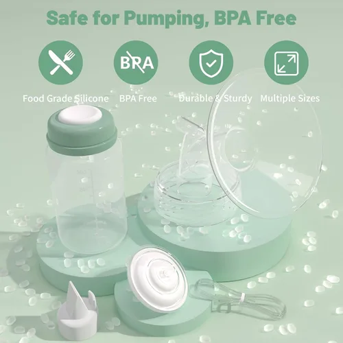 Vista 6 de Juego completo de 2 piezas de repuesto de extractor de leche de 0.472 in con botella de 10 oz compatible con bomba Spectra S1/S2/SG/9plus