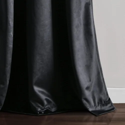 Vista 4 de Lush Decor Prima Velvet - Par de paneles de cortinas de ventana de terciopelo sólido con filtro de luz, 38" de ancho x 84" de largo, negro