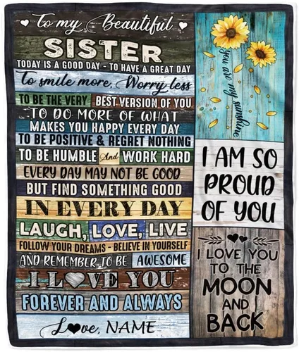 Vista 19 de Manta personalizada con texto en inglés «To My Sister from Brother I Love You Hugs» (texto en inglés) con texto en inglés «To My Sister», «I Love