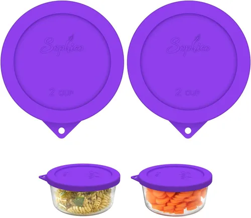 Vista 8 de Sophico - Tapas redondas de silicona para recipiente de almacenamiento de 2 tazas, reemplazo para Pyrex 7200-PC y cuencos de vidrio Anchor Hocking
