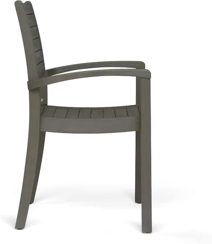 Vista 9 de Christopher Knight Home Watts - Sillas de comedor de madera de acacia para exteriores, acabado gris (juego de 2)