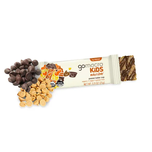 Vista 3 de GoMacro Kids MacroBar - Barras orgánicas veganas – Taza de mantequilla de maní (barras de 0.90 onzas, 7 unidades) (el embalaje puede variar)