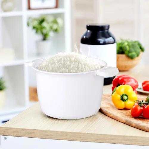 Vista 6 de DOITOOL Olla arrocera para microondas de 2 cuartos de galón, vaporizador para microondas para verduras, 1.8 L profesional micro utensilios de cocina