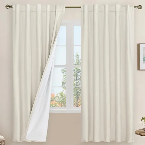 Vista 92 de LAMIT Cortinas opacas cortas de lino de 30 pulgadas para ventanas de cocina sobre el fregadero, cortinas de café texturizadas de lino marfil