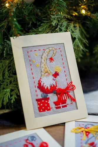 Vista 3 de Vervaco Kit de tarjeta de felicitación de punto de cruz contada 4.2 "X6" 3/Pk-Christmas Gnomos en Aida (14 unidades) -V0185078