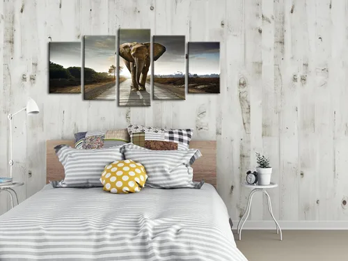 Vista 4 de Wieco Art Impresiones en lienzo de elefante para pared, imágenes de animales a fotos, decoración para sala de estar, dormitorio, decoración