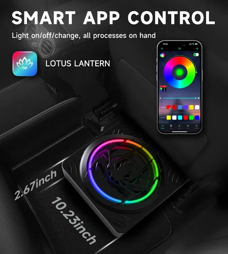 Vista 2 de Subwoofer RGB de 1200W, Subwoofer de Coche Delgado Bajo el Asiento y Paquete de Amplificador con Luz RGB Sincronizada con el Ritmo, Control