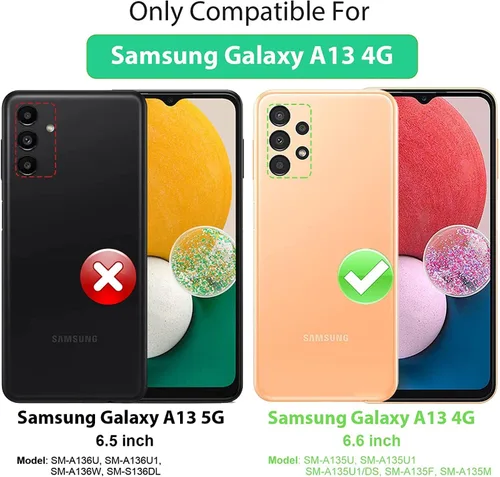 Vista 2 de Asuwish Funda de teléfono para Samsung Galaxy A13 LTE 4G con protector de pantalla de vidrio templado y funda delgada de cuero, soporte para Azul
