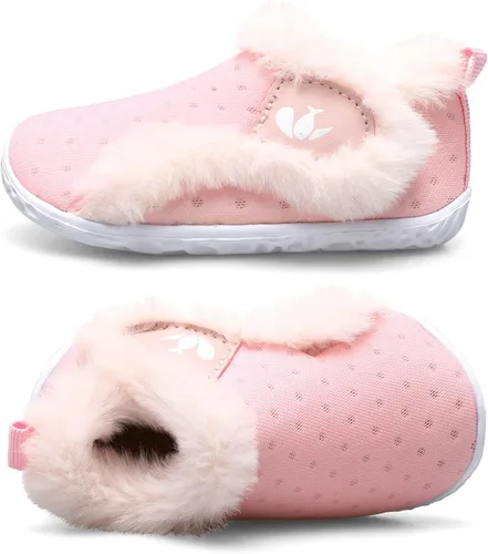 Vista 2 de FEETCITY - Zapatos para bebés, niños y niñas, pantuflas cálidas de vellón, botines para primeros pasos, calcetines cálidos para recién nacidos