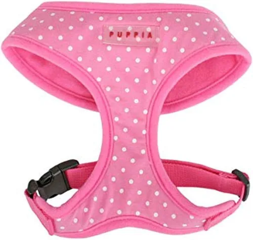 Vista 11 de Puppia Dotty Arnés para perro A (sobre la cabeza), arnés de moda con patrón de lunares, para primavera y verano, para perros pequeños, beige